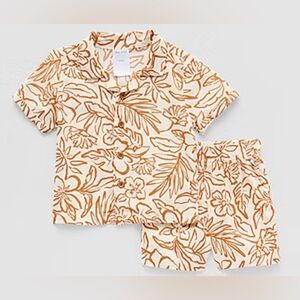 Okie Dokie 6 Month Baby Boy 2 Piece Lighting Button Down Top & Short Set New!
